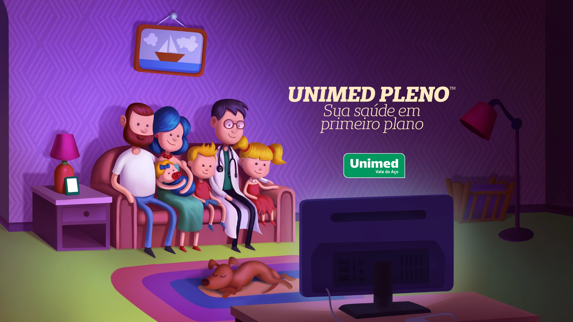 Campanha publicitária para plano de saúde Unimed Pleno Design Gráfico base