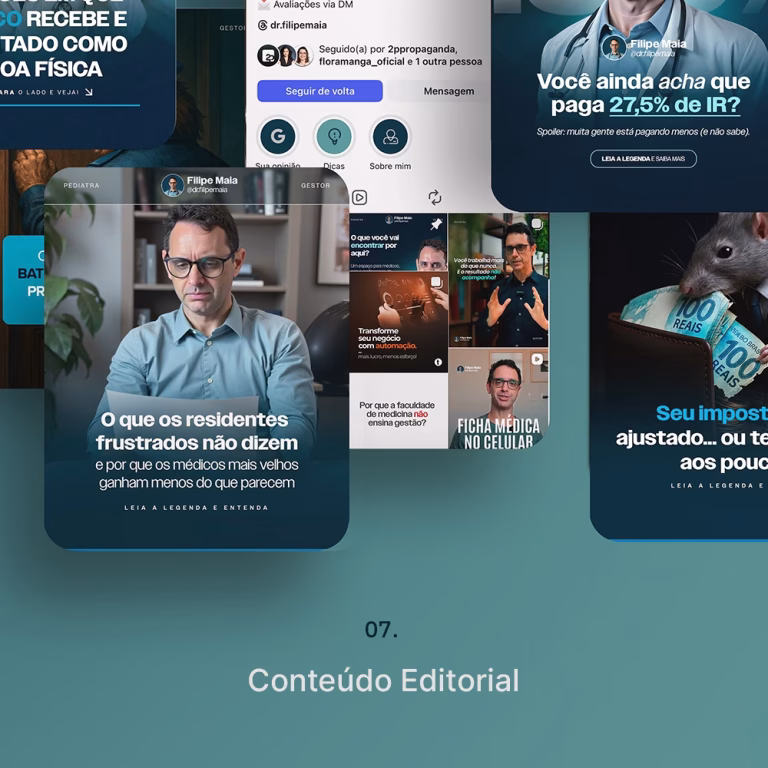 Conteúdo Editorial e Marketing de Conteúdo para Projeto de Personal Branding e Marketing de Autoridade para profissional do segmento de consultoria médica e mentoria empresarial de médicos, hospitais e clínicas.